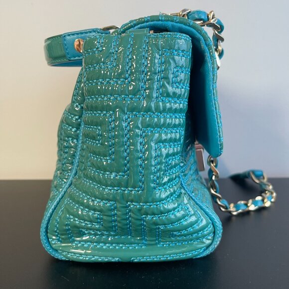 Gianni Versace Couture Turquoise Patent Leather Shoulder Bag - Preowned - Picture 4 of 16